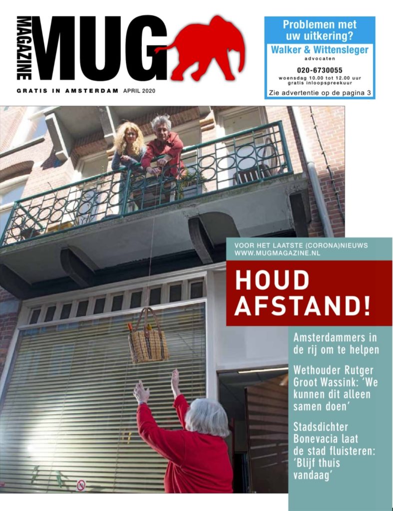 Voorpagina MUG Magazine eerste lockdown - mensen delen eten met elkaar via het balkon